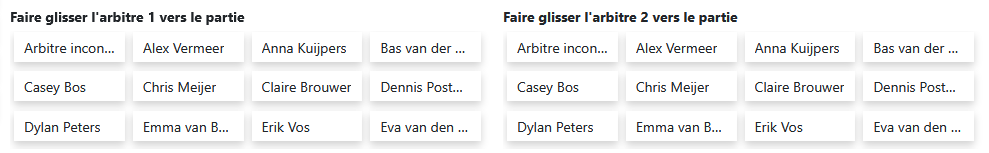 Attribuer un arbitre à un match par glisser-déposer
