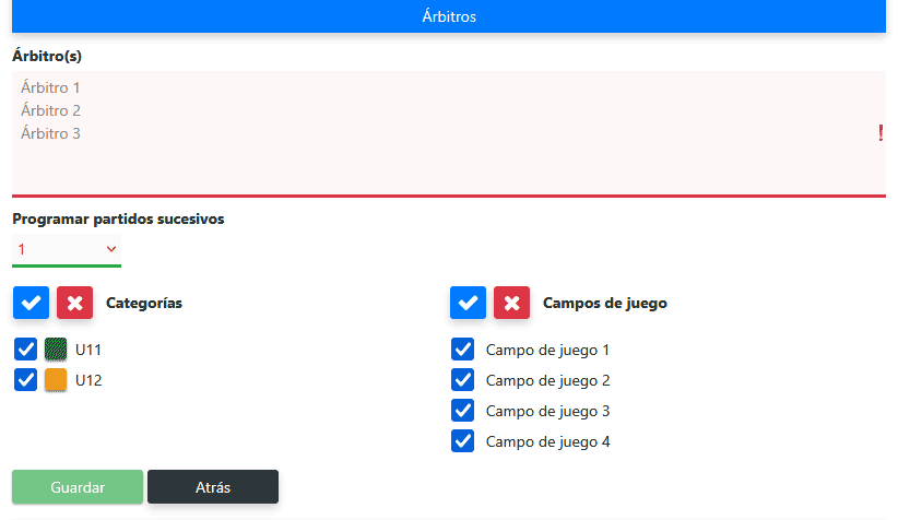 Añadir árbitros al torneo