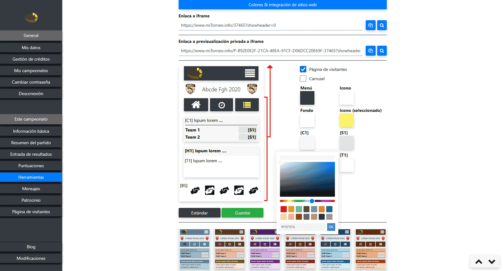 Complementar página de visitantes con documentos y colores