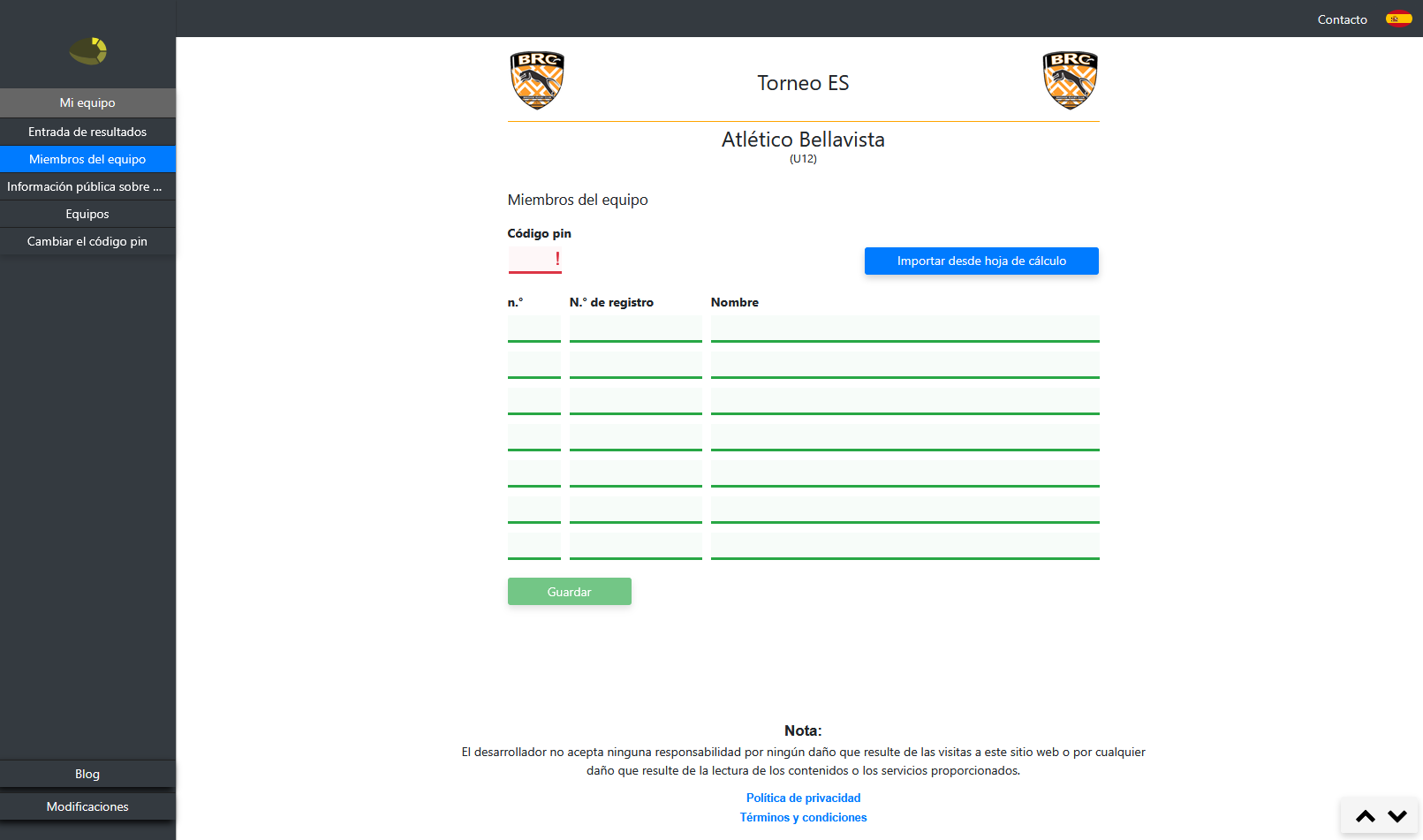 Entorno del gestor de equipo