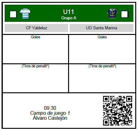 Introducir resultado mediante hoja de partido