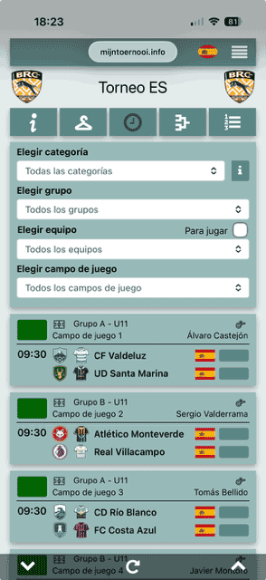 Programa de partidos actualizado con los campos vinculados
